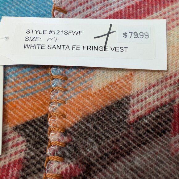 RHONDA STARK Vest VTG‎ Women's M Santa Fe Fringe Blanket Native Southwest USA - Picture 14 of 14